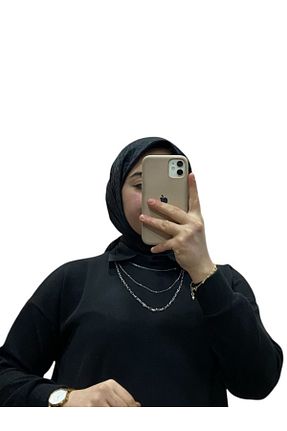 روسری مشکی کرپ ساتن ابریشم LOSYANA - کد 885677987