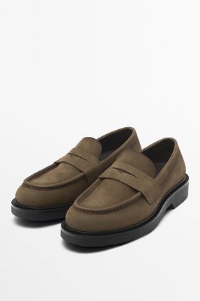 کفش لوفر بژ مردانه چرم خالص Massimo Dutti - کد 885677791