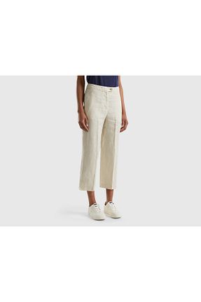 شلوار بژ زنانه کتان United Colors of Benetton - کد 821365265