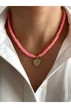 گردنبند جواهر صورتی زنانه منجق HERCY - کد 651576908