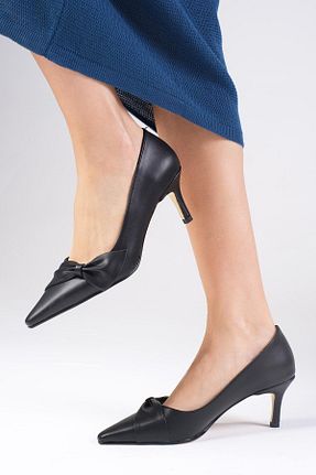کفش پاشنه بلند کلاسیک مشکی زنانه چرم مصنوعی Mio Gusto - کد 885719367