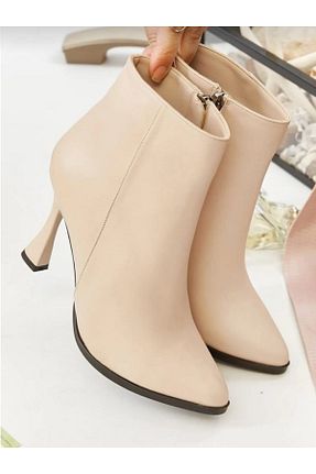 بوت / نیم بوت بژ زنانه چرم مصنوعی trendyes - کد 885725428