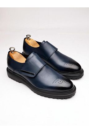 کفش کلاسیک سرمه ای مردانه چرم خالص İBAY - کد 885743715