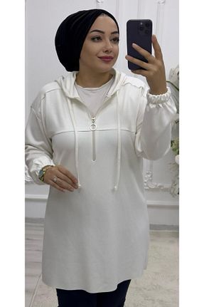 تونیک حجاب سفید زنانه پلی استر Ebrarengiz Moda - کد 885749983