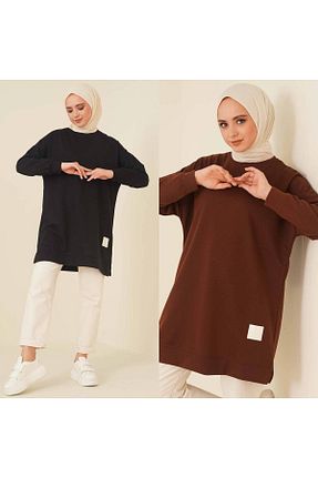 سوئیشرت حجاب مشکی زنانه پنبه پلی استر BYKUZEYARAS - کد 885757595