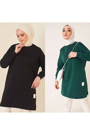 سوئیشرت حجاب مشکی زنانه پنبه پلی استر BYKUZEYARAS - کد 885757658