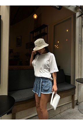 شلوارک و برمودا آبی زنانه Fitted Bak