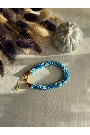 دستبند جواهر آبی زنانه منجق Handmade - کد 885782889