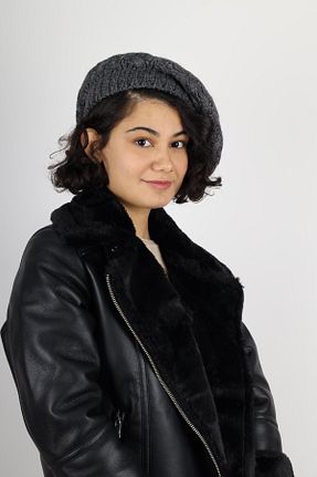 کلاه طوسی زنانه پشمی MinaCarin - کد 885871365