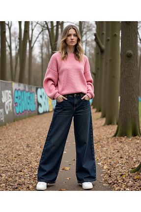 شلوار جین آبی زنانه پاچه گشاد ENZİM JEANS - کد 885877599
