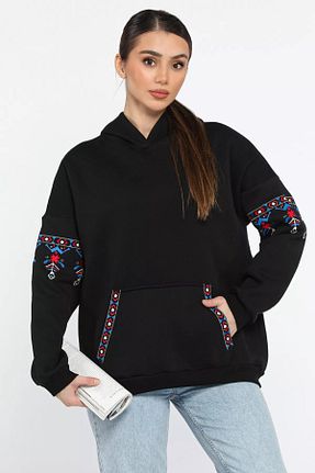سوئیشرت مشکی زنانه ساده GÜLSELİ - کد 885890091
