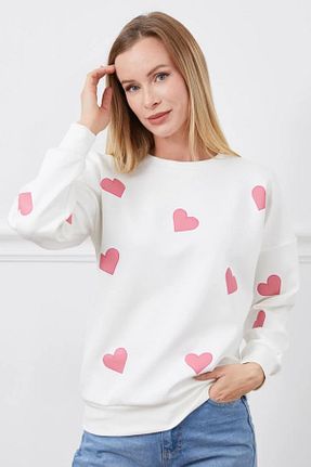 سوئیشرت سفید زنانه Kalp Butik - کد 885887893