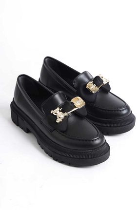 کفش لوفر مشکی زنانه چرم لاکی Zaza moda - کد 885905334