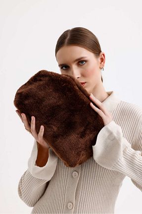 کیف پورتفوی و کلاچ قهوه ای زنانه پارچه ای HEYBE