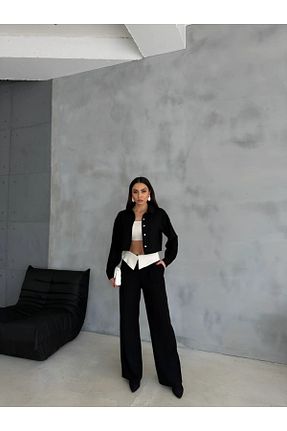 ست بالاتنه و پائین تنه مشکی زنانه بافتنی MAGGAZA - کد 885931155