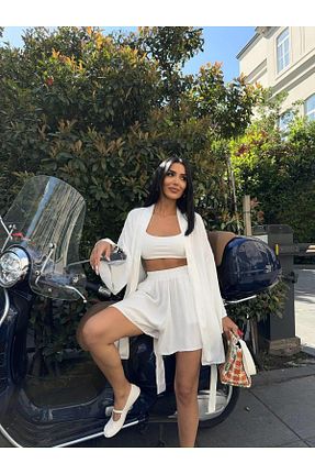ست بالاتنه و پائین تنه سفید زنانه بافتنی MAGGAZA - کد 885930364