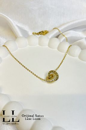 گردنبند استیل ( فولاد ) طلائی زنانه استیل ضد زنگ Luxe Loom Zarafetin Işıltısı - کد 885959577
