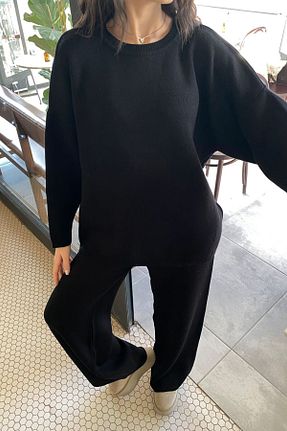 ست بالاتنه و پائین تنه مشکی زنانه تریکو Hello - کد 885963839