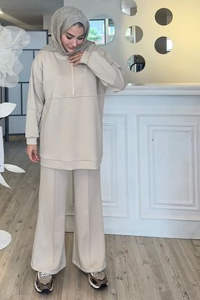 ست بالاتنه و پائین تنه حجاب بژ زنانه رگولار Tesettür Diyarı - کد 885977775