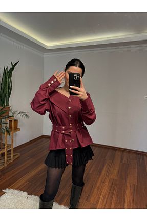 پیراهن زرشکی زنانه رگولار Butik - کد 885992926