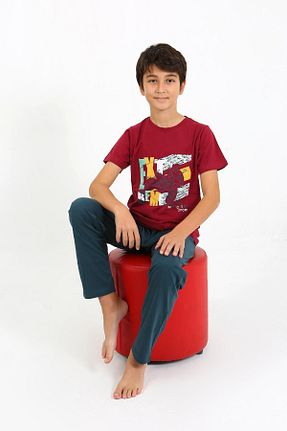 ست لباس راحتی زرشکی بچه گانه چاپی Akbeniz - کد 885986988