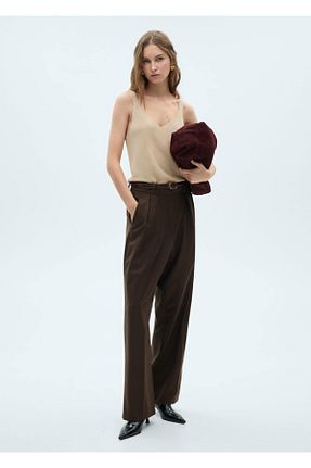 تیشرت طلائی زنانه اسلیم فیت MANGO - کد 839703915