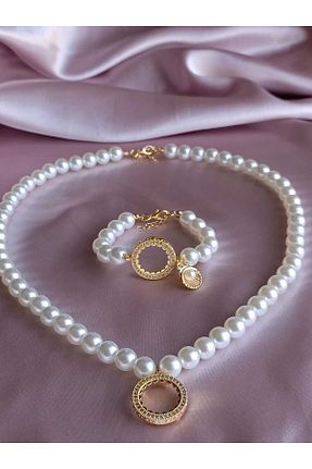 گردنبند جواهر زرد زنانه مروارید kayalaraksesuar - کد 881905447