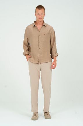 پیراهن قهوه ای مردانه اورسایز walat - کد 843115948