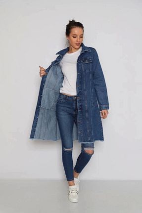کت آبی زنانه رگولار Modaca - کد 37283476