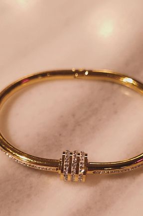 دستبند استیل (فولاد) زرد زنانه استیل ضد زنگ ayışığı - کد 885979593