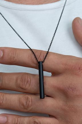 گردنبند استیل ( فولاد ) مشکی مردانه فلزی Takı Dükkanı - کد 36770199