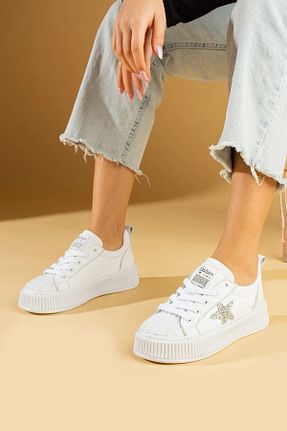 کفش اسنیکر سفید زنانه بند دار Dark Shoes - کد 780115996