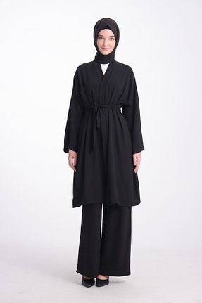 کافتان و کیمونو حجاب مشکی زنانه پلی ویسکون Elbissamoda - کد 846061668