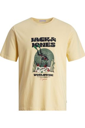 تیشرت زرد مردانه یقه دوچرخه Jack & Jones - کد 822866133