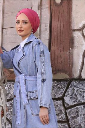 پالتو پشمی حجاب سرمه ای زنانه رگولار Moda Rosa - کد 886233827