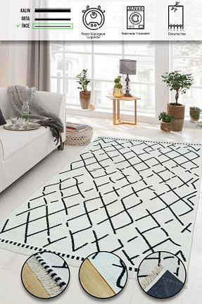 گلیم سفید پنبه ای SİMEREV HALI HOME CONSEPT - کد 711558965