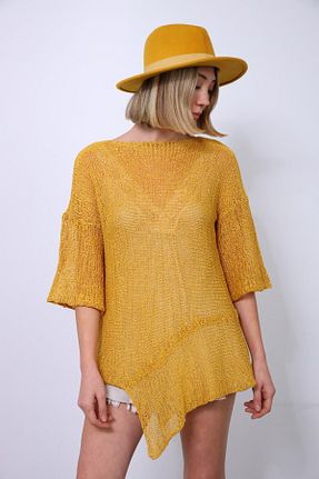 بلوز زرد زنانه ساده Şaman Butik - کد 791764922