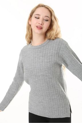 پلیور سایز بزرگ طوسی زنانه رگولار Fresh&Moda - کد 886310404