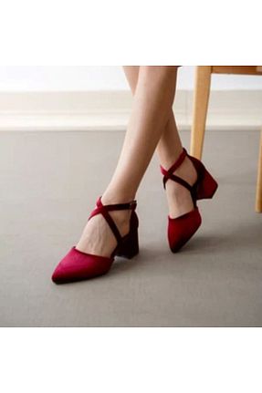 کفش پاشنه بلند کلاسیک زرشکی زنانه جیر Demashoes - کد 886296508
