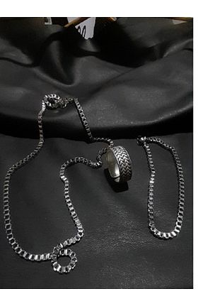 گردنبند جواهر طوسی مردانه روکش نقره imperial accessories - کد 886328017