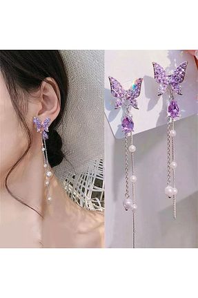 گوشواره جواهر بنفش زیرکن MODAMAYS - کد 409674418