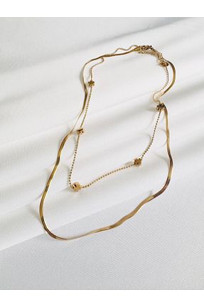 گردنبند استیل ( فولاد ) طلائی زنانه استیل ضد زنگ DEVİ fashion - کد 886352988