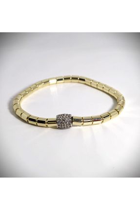 دستبند استیل (فولاد) طلائی زنانه رودیوم DENİZ - کد 876200367