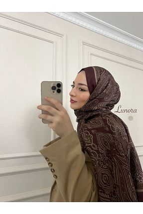 شال زرشکی زنانه پنبه ای Lunora - کد 882011304
