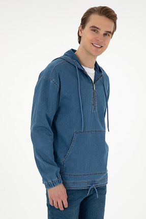 پیراهن آبی مردانه کلاه دار U.S. Polo Assn. - کد 886539367