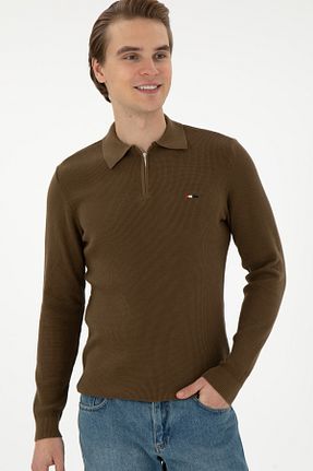 پلیور خاکی مردانه ساده U.S. Polo Assn. - کد 886424083