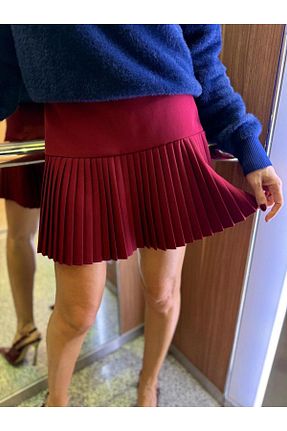 دامن زرشکی زنانه پارچه MALDİA SHOP - کد 883924812