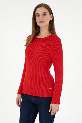 پلیور قرمز زنانه ساده U.S. Polo Assn. - کد 886541100