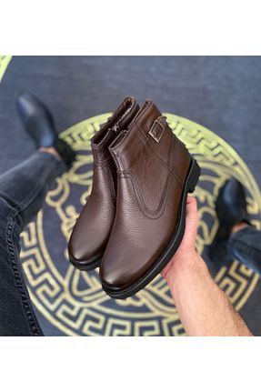 بوت / نیم بوت قهوه ای مردانه چرم خالص KALE - کد 207255607