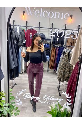 شلوار زرشکی زنانه پاچه لوله تفنگی Büşra Yılmaz Boutique - کد 886568090